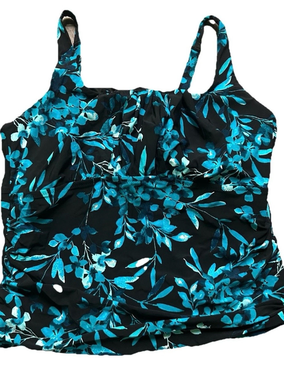 Women’s Lands End Blue Floral Tankini Top Underwire Size 20W